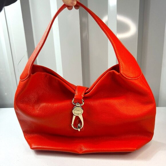 Dooney & Bourke Handbags - Dooney & Bourke Women Pebble Grain Belvedere Logo Lock Handbag Purse Orange EUC